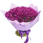 Букет из 101 тюльпана фиолетового цвета